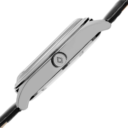 Akribos XXIV Silver Tone Case on Black Strap, Black Dial with Silver Tone Hands