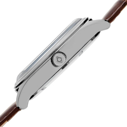 Akribos XXIV Silver Tone Case on Brown Strap, Blue Dial with Silver Tone Hands