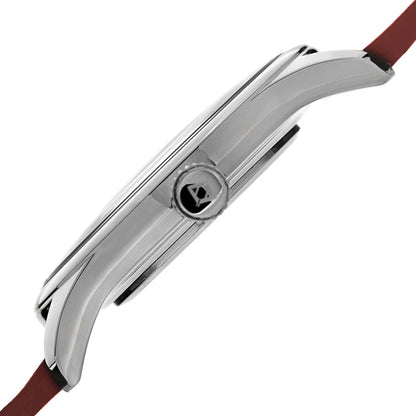 Akribos XXIV Silver Tone Case on Brown Strap, Blue Dial with Silver Tone Hands