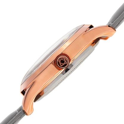 Akribos XXIV Rose Gold Tone Case on Light Gray Strap, Silver Dial with Rose Gold Tone Hands