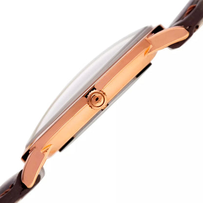 Akribos XXIV Rose Gold Tone Case on Dark Brown Strap, Rose Gold Dial with Black Hands
