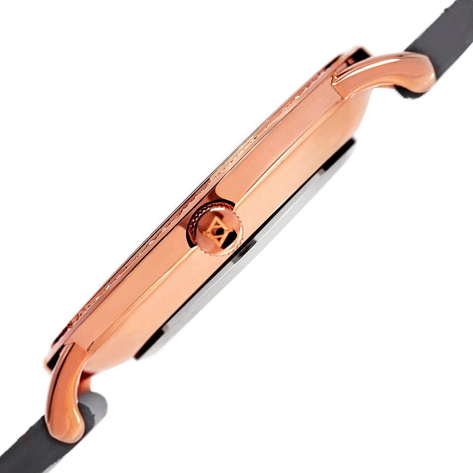 Akribos XXIV Rose Gold Tone Case on Gray Strap, Silver Dial with Rose Gold Tone Hands