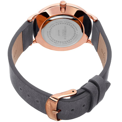 Akribos XXIV Rose Gold Tone Case on Gray Strap, Silver Dial with Rose Gold Tone Hands