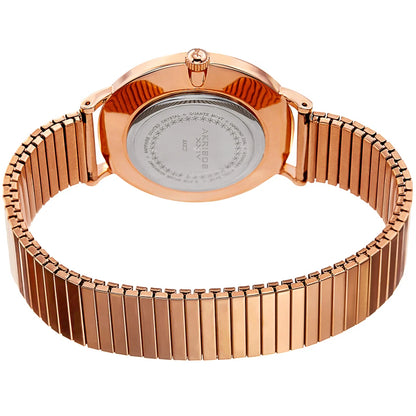 Akribos XXIV Rose Gold Tone Case on Rose Gold Bracelet, Silver Dial with Rose Gold Tone Hands