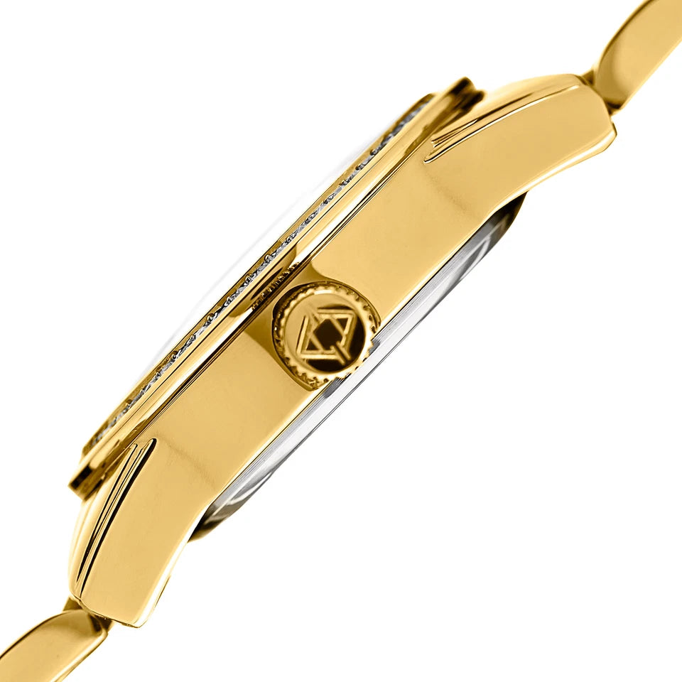 Akribos XXIV Gold Tone Case on Gold Bracelet, Gold Dial with Gold Tone Hands