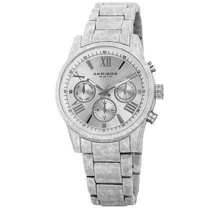 Akribos XXIV White and Gray Case on White and Gray Bracelet, Silver Dial with Silver Tone Hands