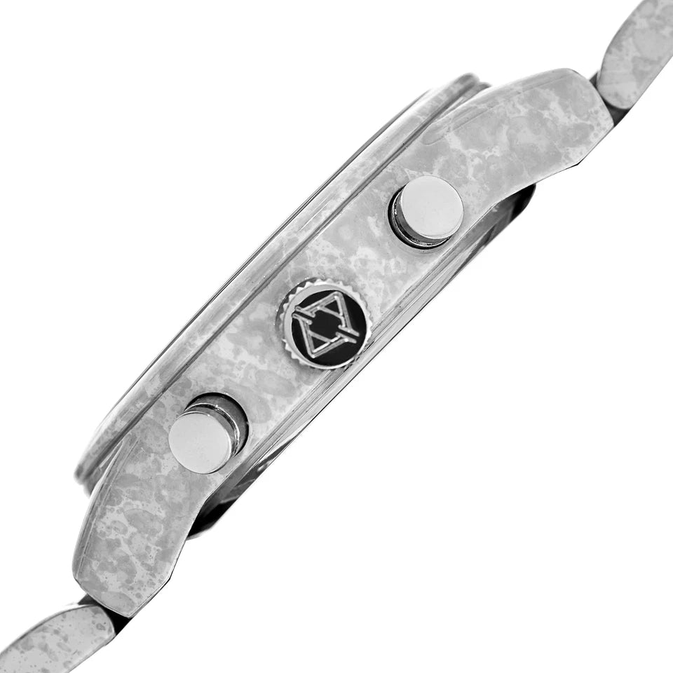 Akribos XXIV White and Gray Case on White and Gray Bracelet, Silver Dial with Silver Tone Hands