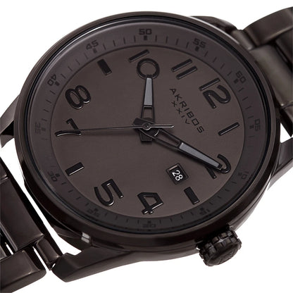 Akribos XXIV Black Ion Plated Round Case on Black Bracelet with Brown Tone Dial