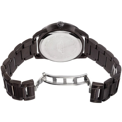 Akribos XXIV Black Ion Plated Round Case on Black Bracelet with Brown Tone Dial