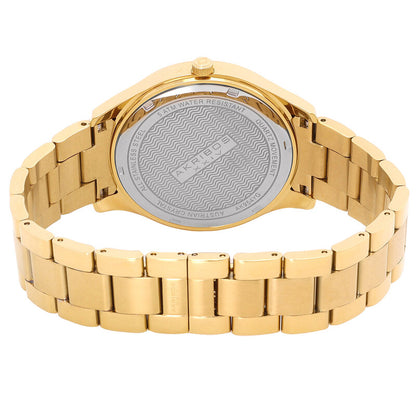 Akribos XXIV Gold Tone Case on Gold Tone Bracelet, White Mother of Pearl Dial with Gold Tone Hands