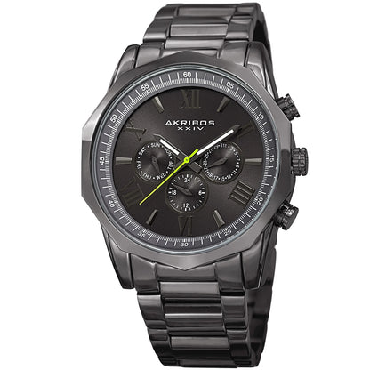 Akribos XXIV Gray Case on Gray Bracelet, Dark Gray with Gray Hands
