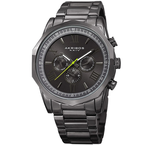 Akribos XXIV Gray Case on Gray Bracelet, Dark Gray with Gray Hands