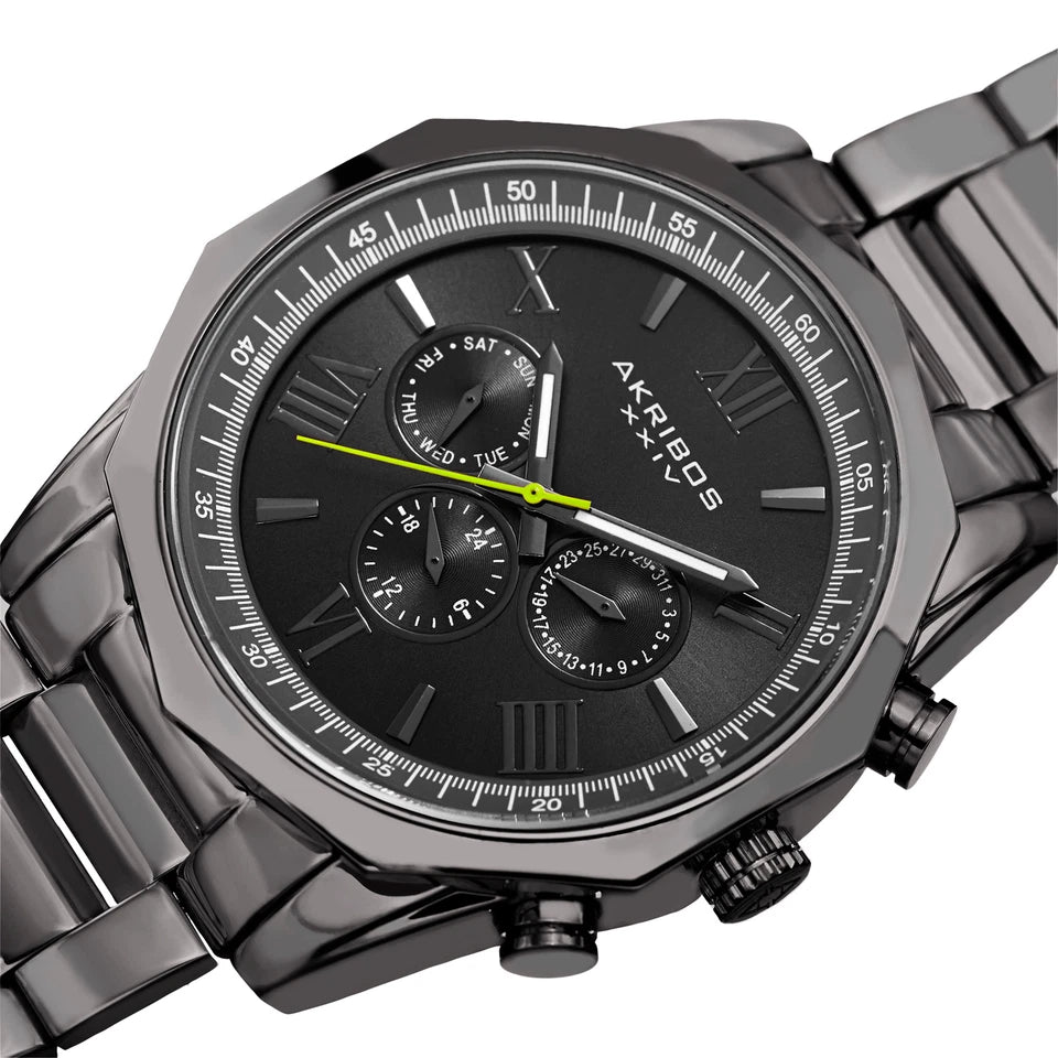 Akribos XXIV Gray Case on Gray Bracelet, Dark Gray with Gray Hands