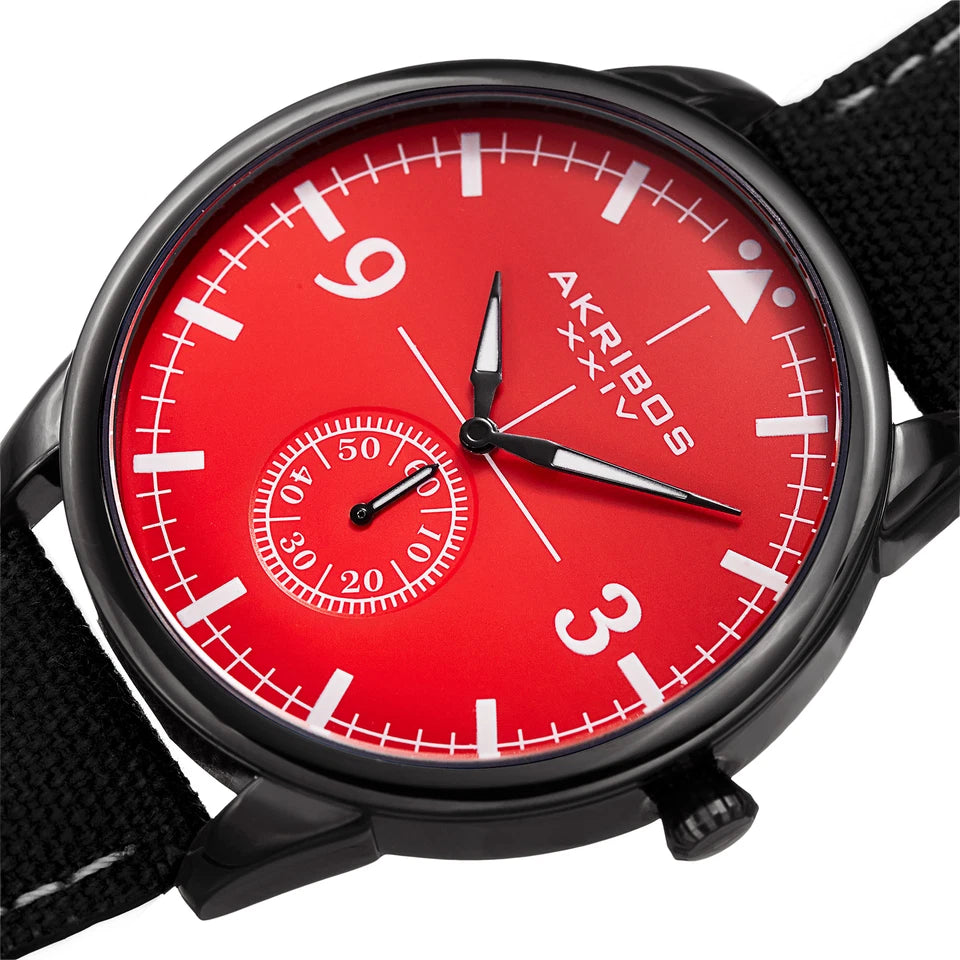 Akribos XXIV Gray Ion Plated Case on Black Strap, Orange Dial with Black Hands