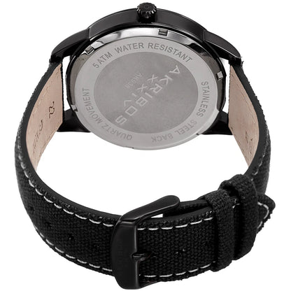 Akribos XXIV Gray Ion Plated Case on Black Strap, Orange Dial with Black Hands