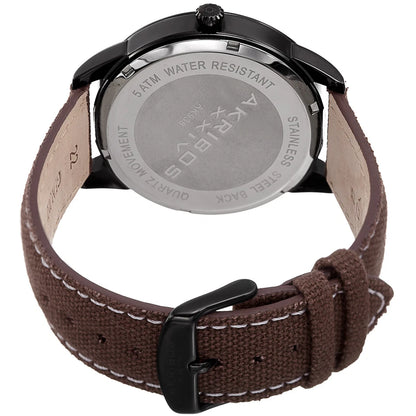 Akribos XXIV Gray Ion Plated Case on Brown Strap, Royal Blue Dial with Black Hands