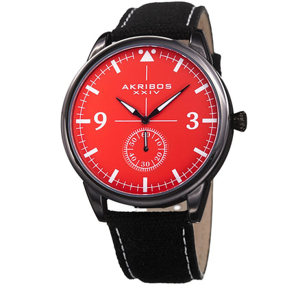 Akribos XXIV Gray Ion Plated Case on Black Strap, Orange Dial with Black Hands