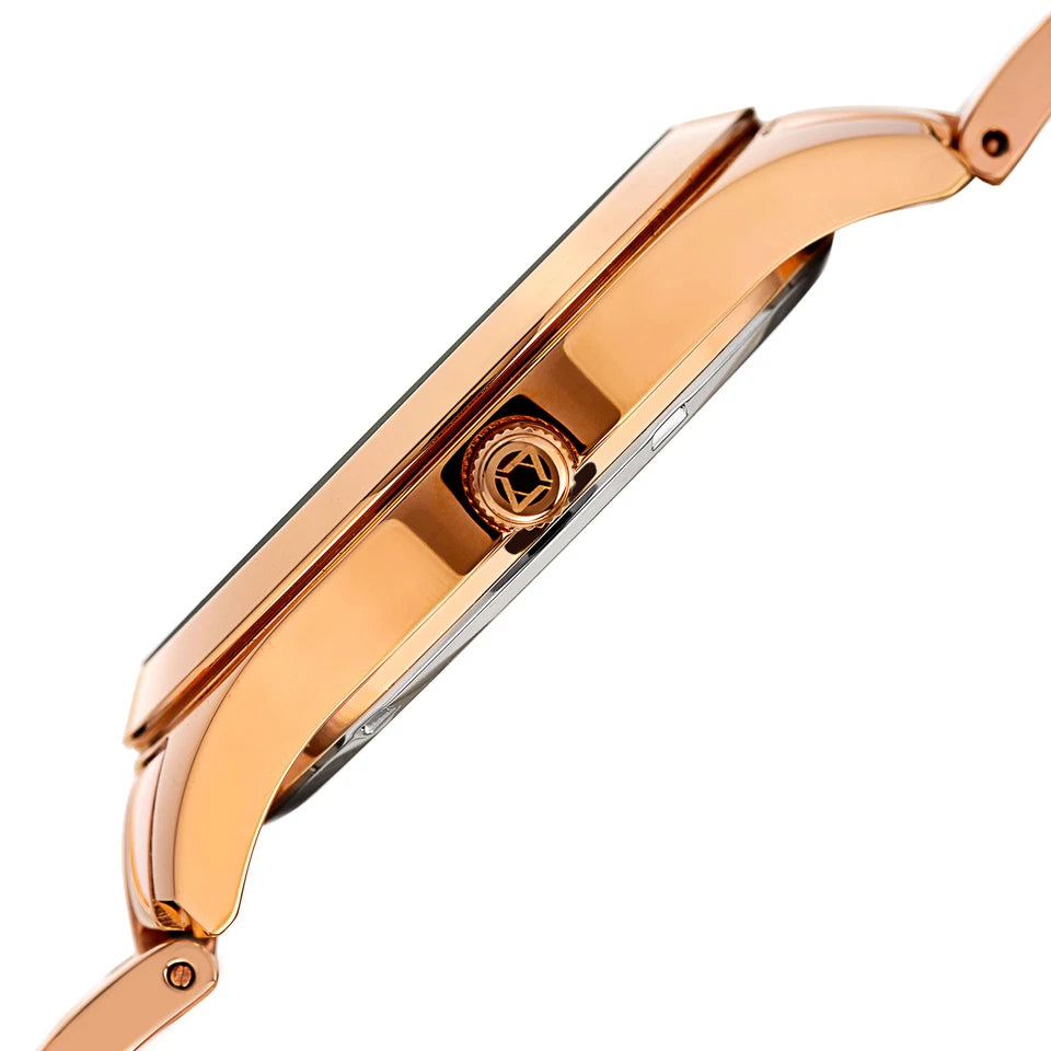 Akribos XXIV Rose Gold Tone Case on Rose Gold Tone Bracelet, Rose Gold Dial with Gold Tone Hands