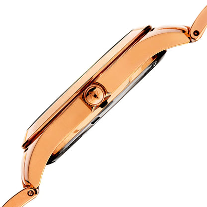 Akribos XXIV Rose Gold Tone Case on Rose Gold Tone Bracelet, White Mother-of-Pearl with Pink Printed Calla Lillies Dial with Rose Gold Tone Hands