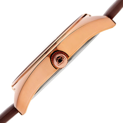 Akribos XXIV Rose Gold Tone Case on Brown Strap, Gray Dial with Rose Gold Tone Hands