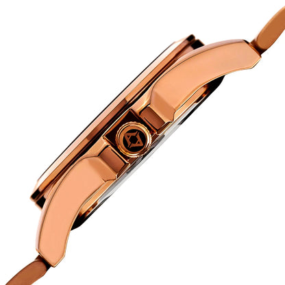 Akribos XXIV Rose Gold Tone Case on Rose Gold Tone Bracelet, Brown Dial with Rose Gold Tone Hands