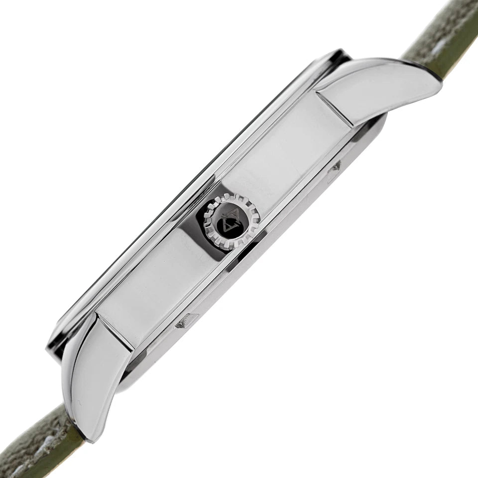 Akribos XXIV Silver Tone Case on Olive Green Strap, Olive Green Dial with Black Hands