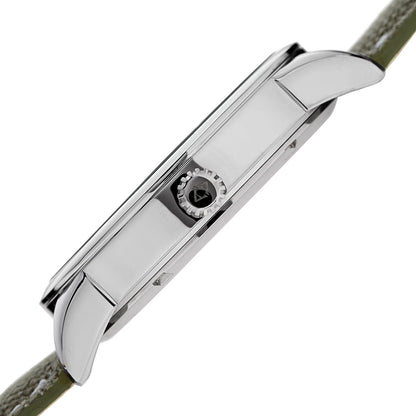 Akribos XXIV Silver Tone Case on Olive Green Strap, Olive Green Dial with Black Hands