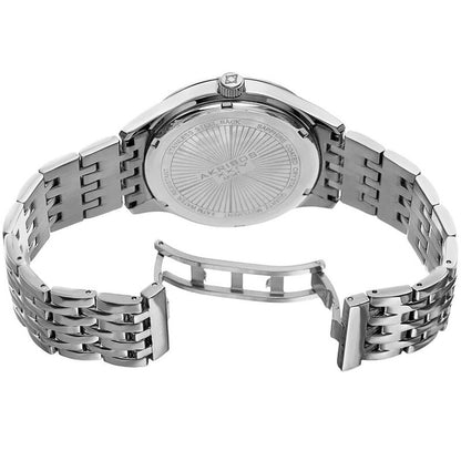 Akribos XXIV Silver Tone Case on Silver Bracelet, Silver Dial with Silver Tone Hands