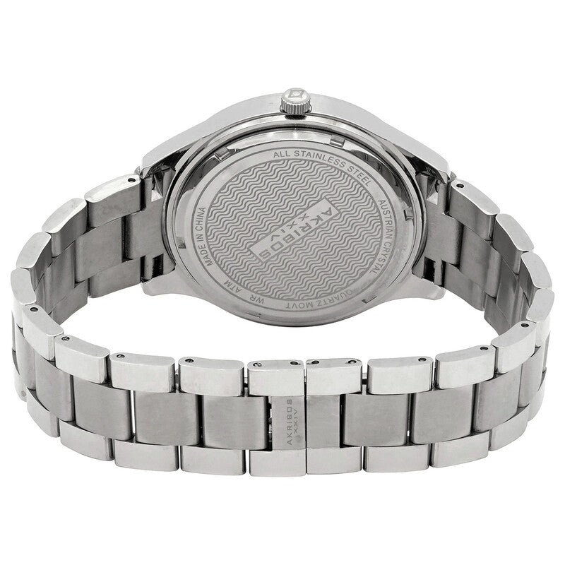 Akribos XXIV Stainless Steel Case on Stainless Steel Bracelet, Light Blue Mother of Pearl Dial with Silver Tone Hands