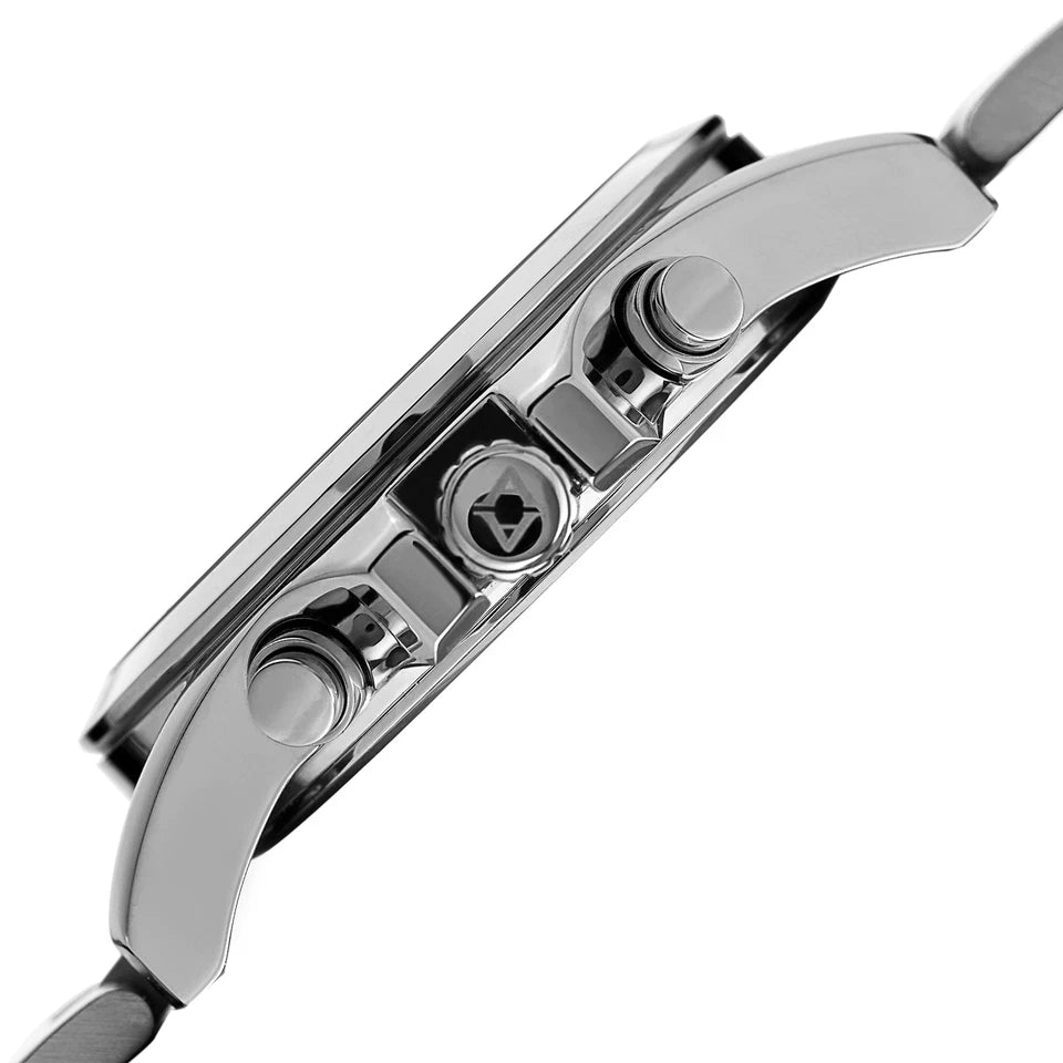 Akribos XXIV Stainless Steel Case on Stainless Steel Bracelet, Peach Dial with Silver Tone Hands