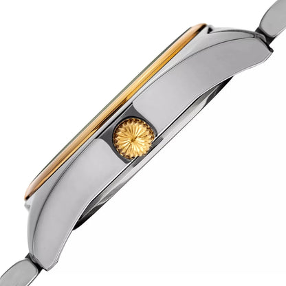 Akribos XXIV Two Tone Ion Plated Bracelet Link Watch with Blue Dial and Gold Accents