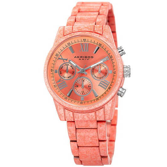 Akribos XXIV Peach case on Peach Bracelet, Peach dial with Silver Tone Hands