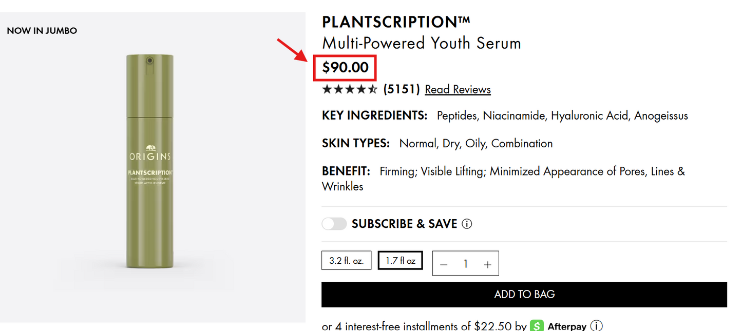 Origins Plantscription™ Multi-Powered Youth Serum – 1.7 oz