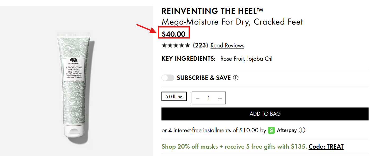 Origins Reinventing the Heel Foot Mega Moisture for Dry, Cracked Feet, 5 Fl Oz