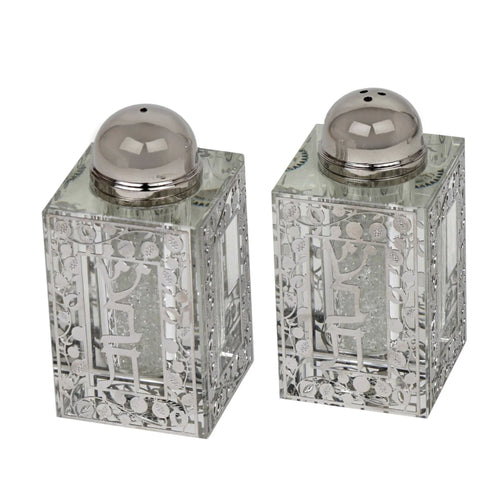 Two decorative salt and pepper shakers with Pomegranate designs on a white background - AFH Bargains