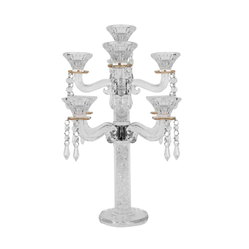 to - Tier Crystal candelabra with gold accents on a white background - AFH  Bargains