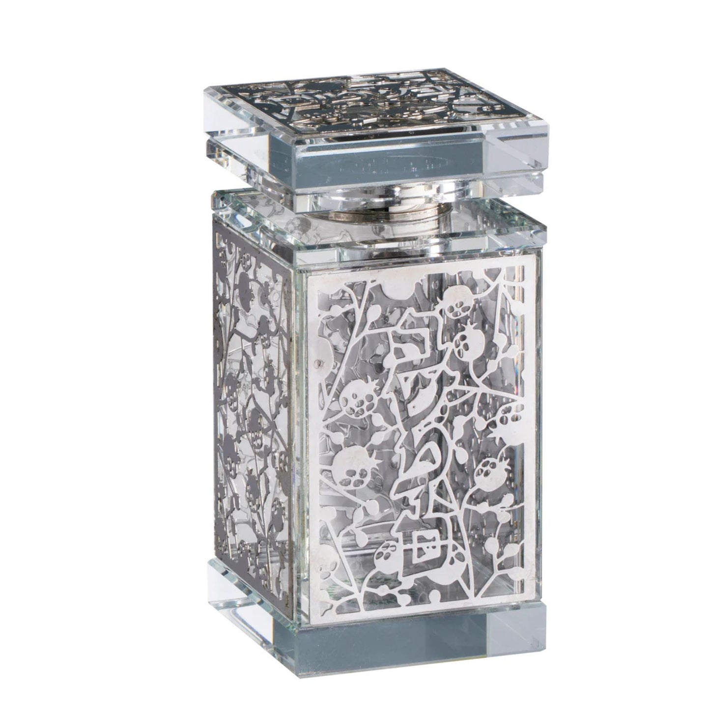 Decorative crystal cloves jar with intricate patterns on a white background - AFH Bargains