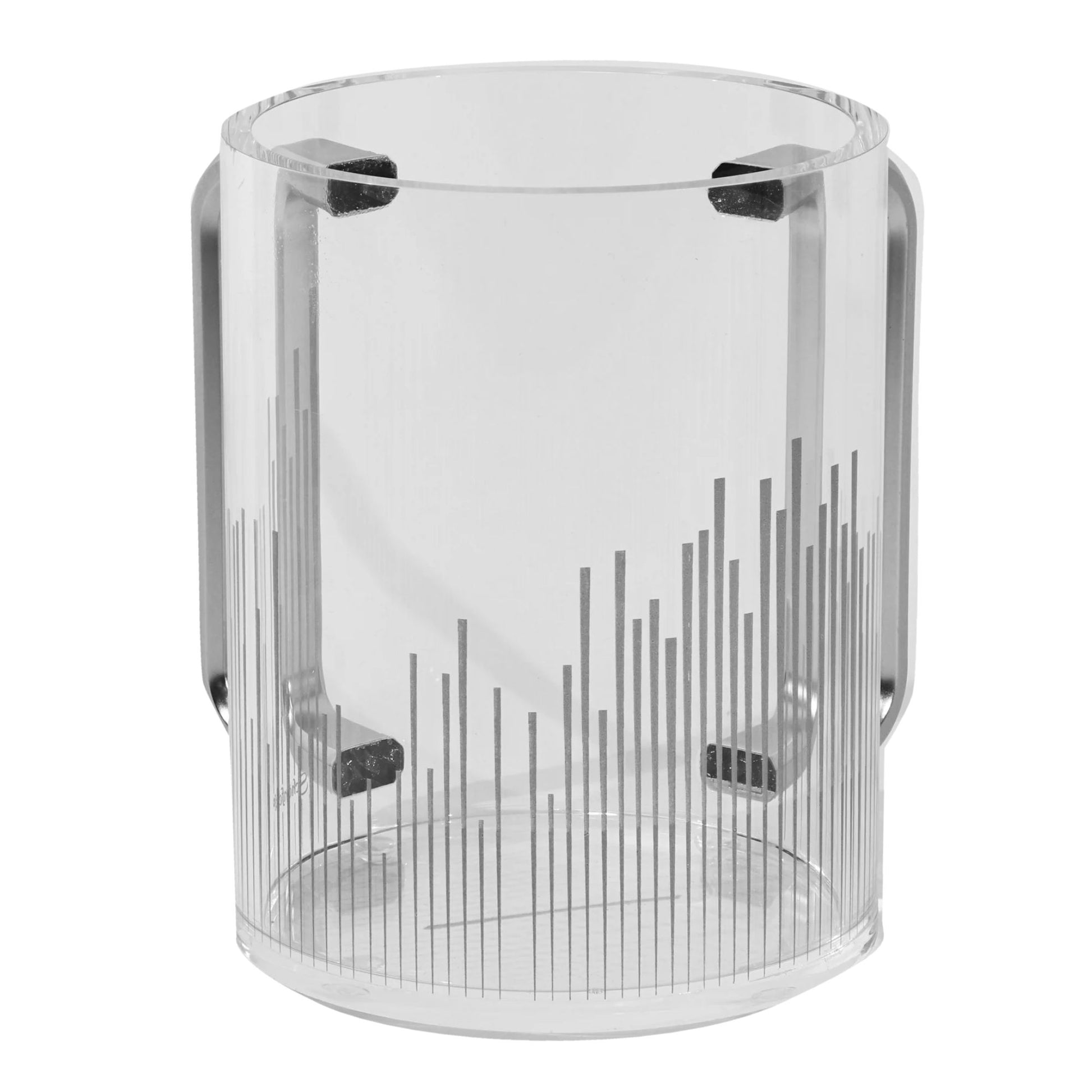 Clear lucite washing cup with vertical etching on a white background - AFH Bargains