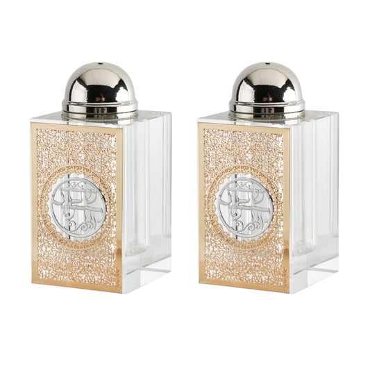 Gold Medallion Crystal Salt and Pepper Shaker Set