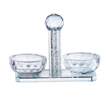 Crystal Silver salt and pepper shaker set on a white background - AFH Bargains