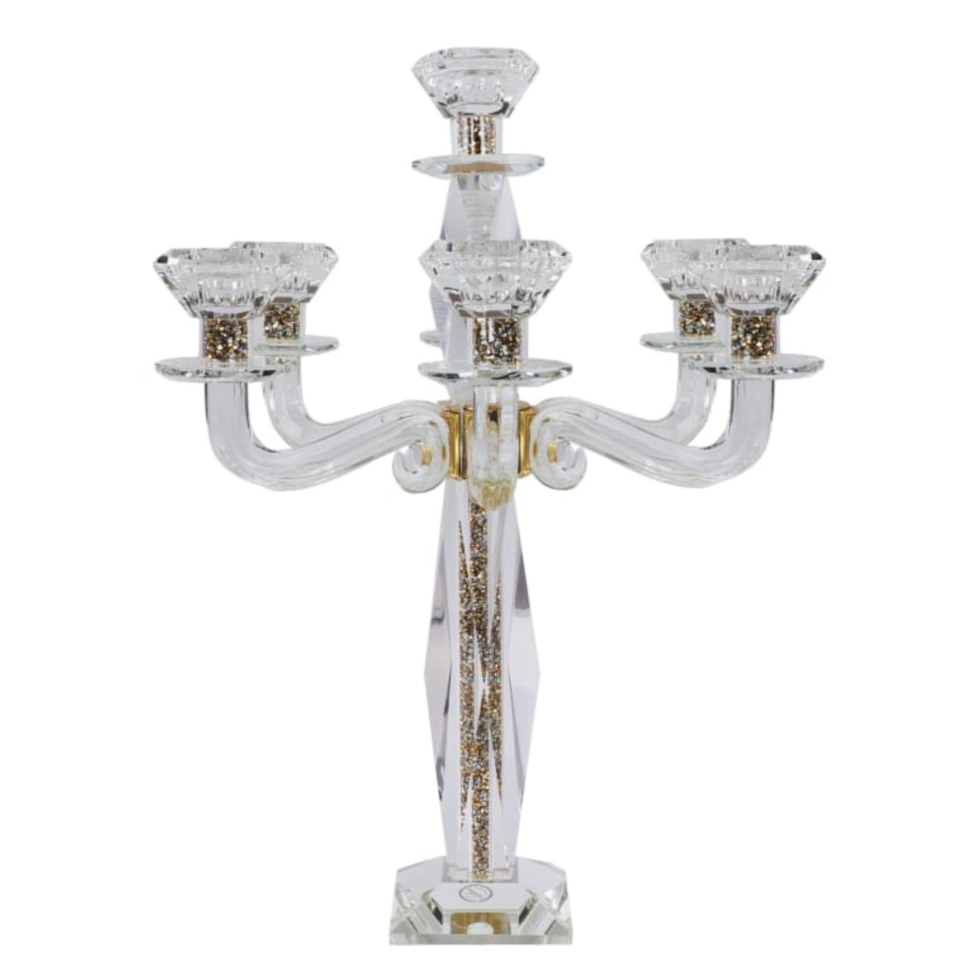 Crystal candelabra with gold accents on a white background - AFH Bargains