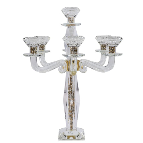 Crystal candelabra with gold accents on a white background - AFH Bargains