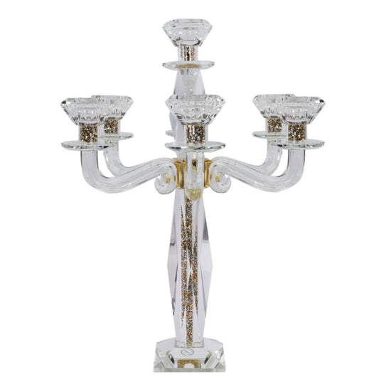 Crystal candelabra with gold accents on a white background - AFH Bargains