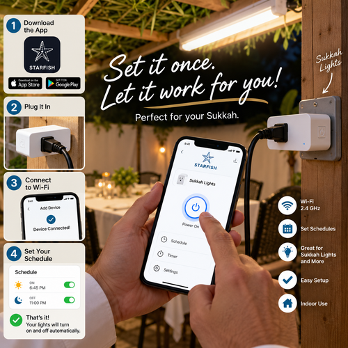 Smart WiFi Timer Plug for Sukkah Lights – Programmable On/Off