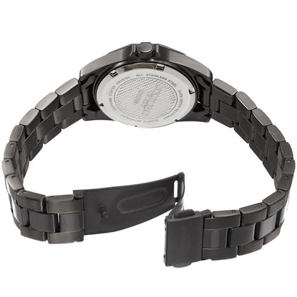 Akribos XXIV Silver and Gun Ion Plated Stainless Steel Case on Gun/Silver Bracelet, White Mother Of Pearl Dial with Silver Hands