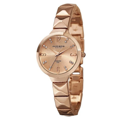 Akribos XXIV Rose Gold Flashed Alloy Case on Rose Gold Bracelet, Rose Gold Dial with Rose Gold Tone Hands