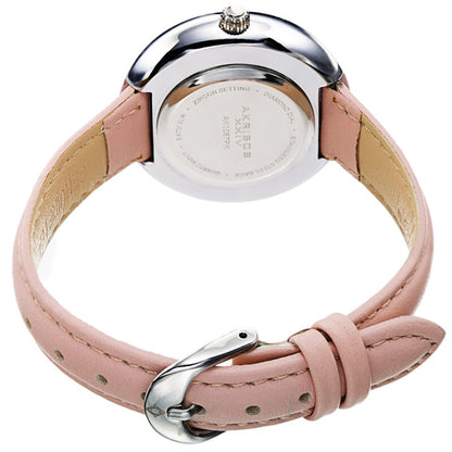 Akribos XXIV Silver Tone Case on Pink Leather Strap, White Dial with Silver Tone Hands