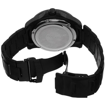 Akribos XXIV Black Ion Plated Carbon Fiber Case on Black Bracelet, Black and Orange Dial with Silver Tone Hands