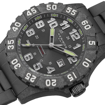 Akribos XXIV Black Carbon Fiber Case on Black Bracelet, Gray Dial with Silver Tone Hands