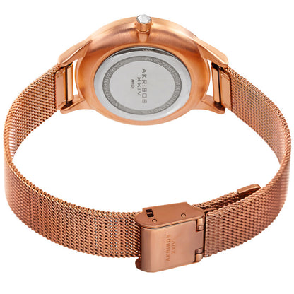 Akribos XXIV Rose Gold Ion Plated Alloy Case on Rose Gold Band, Rose Gold Dial with Rose Tone Hands
